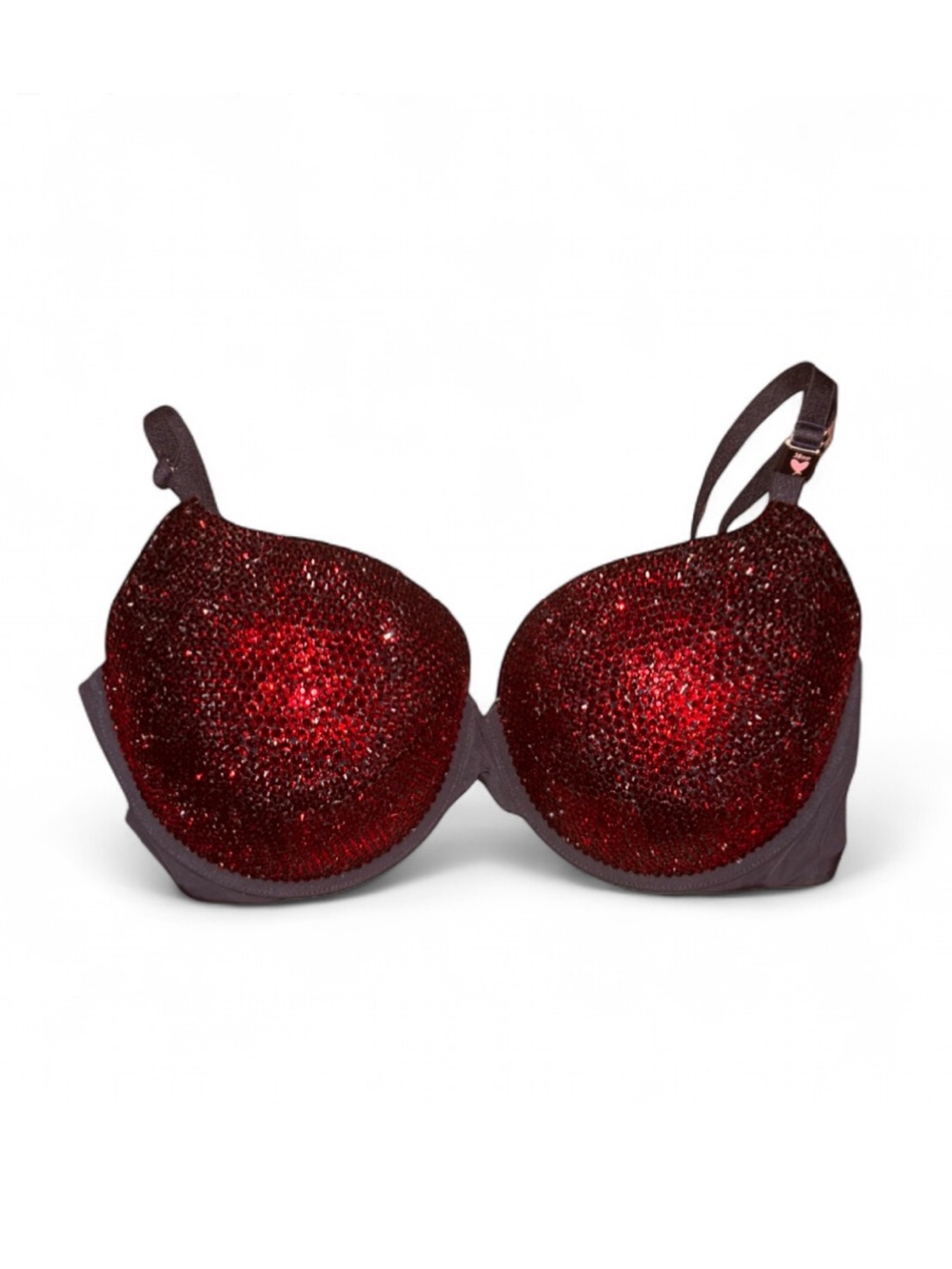 38DD Dark Siam Red Crystal Rhinestone Classic Glam Bling Bra Top All Sizes New